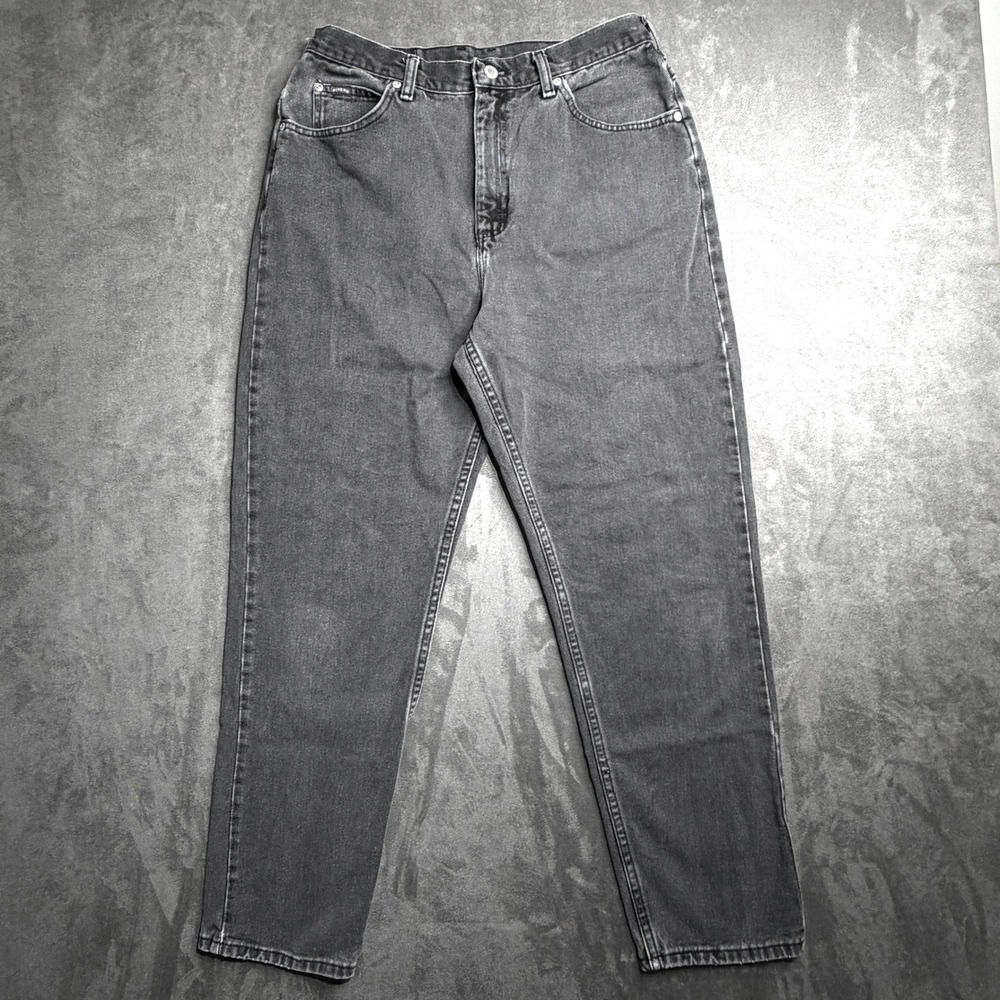 Vtg 90s Lee Rider Jeans Womens High Rise Relaxed Tapered Mom Black 30x28